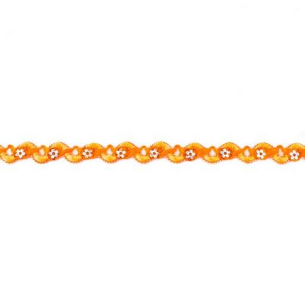 Zackenlitze 10mm Breit mit Pailetten/Blumenpailetten Hellorange